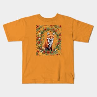 Mississippi Red Fox Surrounded By Tickseed Flowers 2 Kids T-Shirt